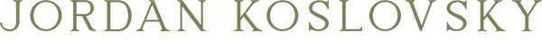 Jordan Koslovsky fine art logo in olive green text on a white background.